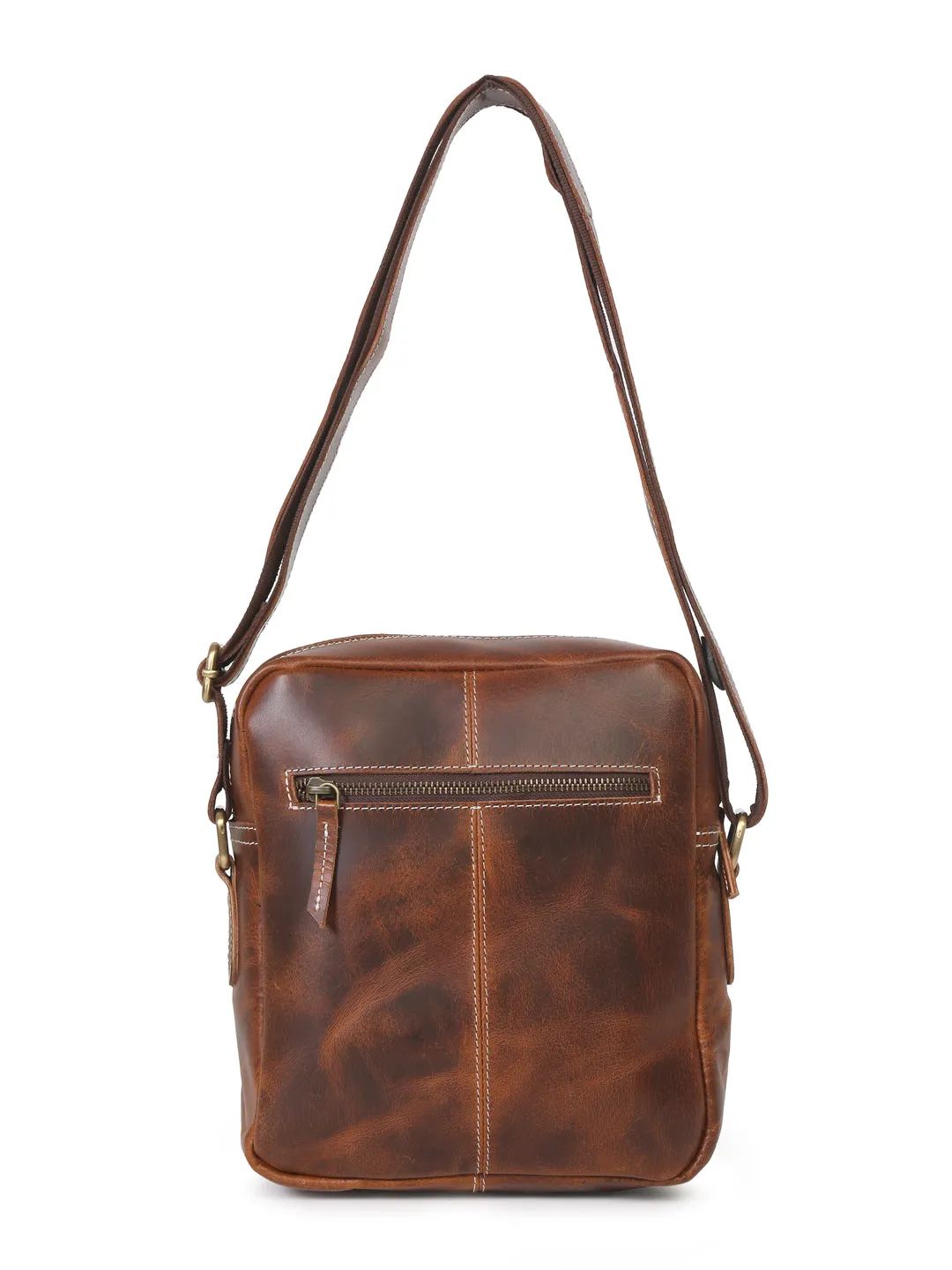 Teakwood Genuine Unisex Tan Genuine Leather Messenger Bag