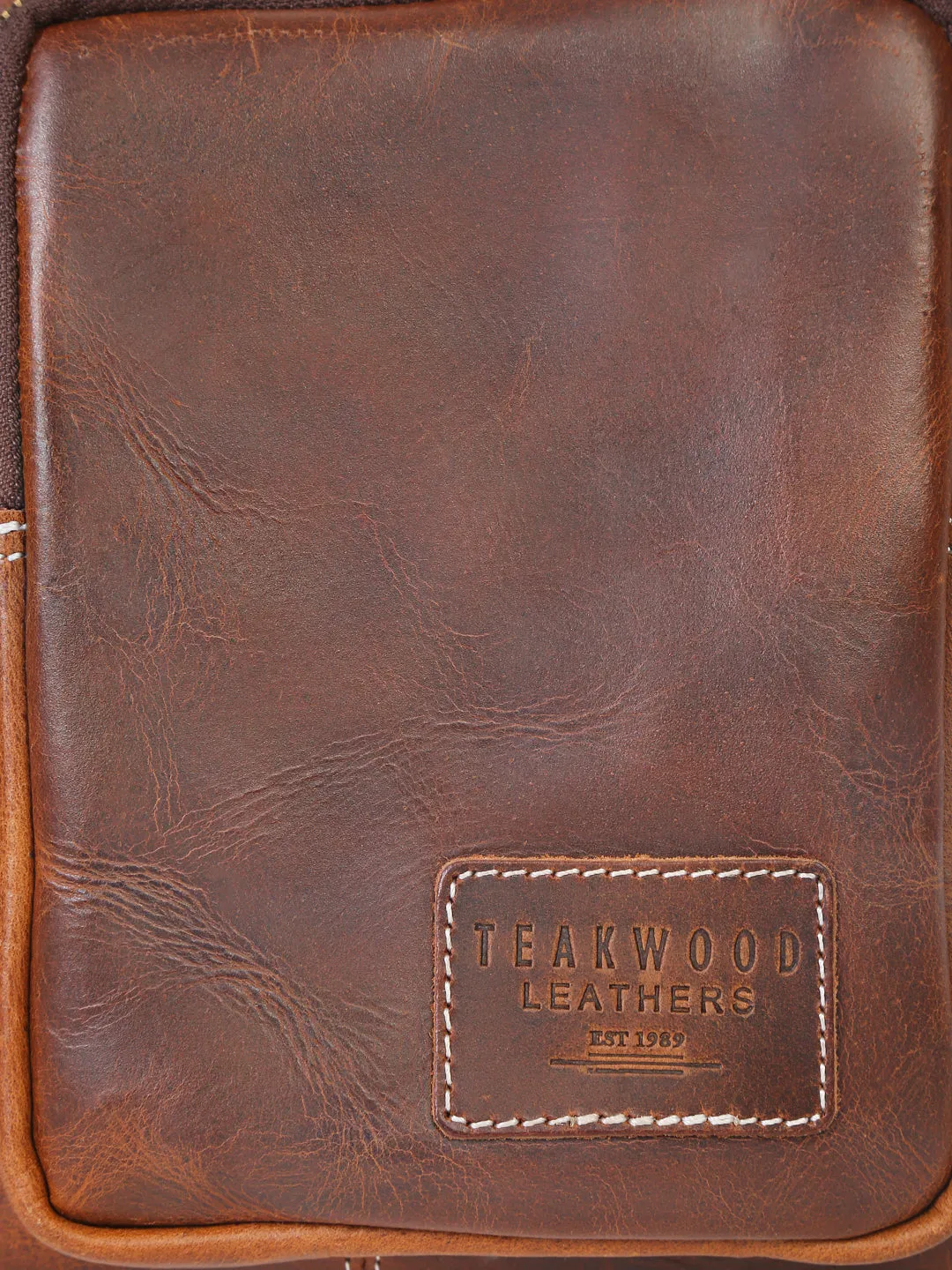Teakwood Genuine Unisex Tan Genuine Leather Messenger Bag