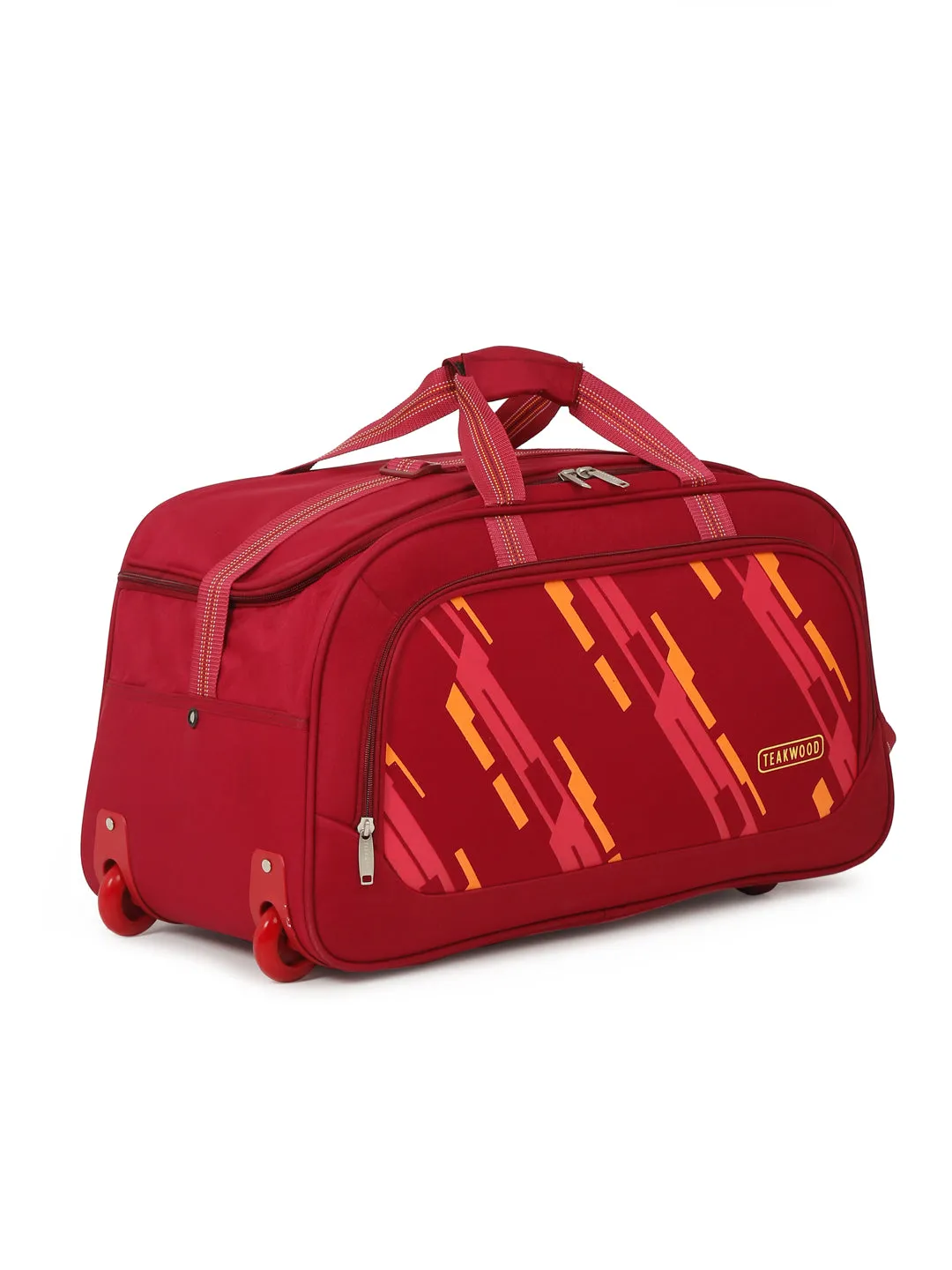 Teakwood Leather Maroon Printed Small Duffel Bag