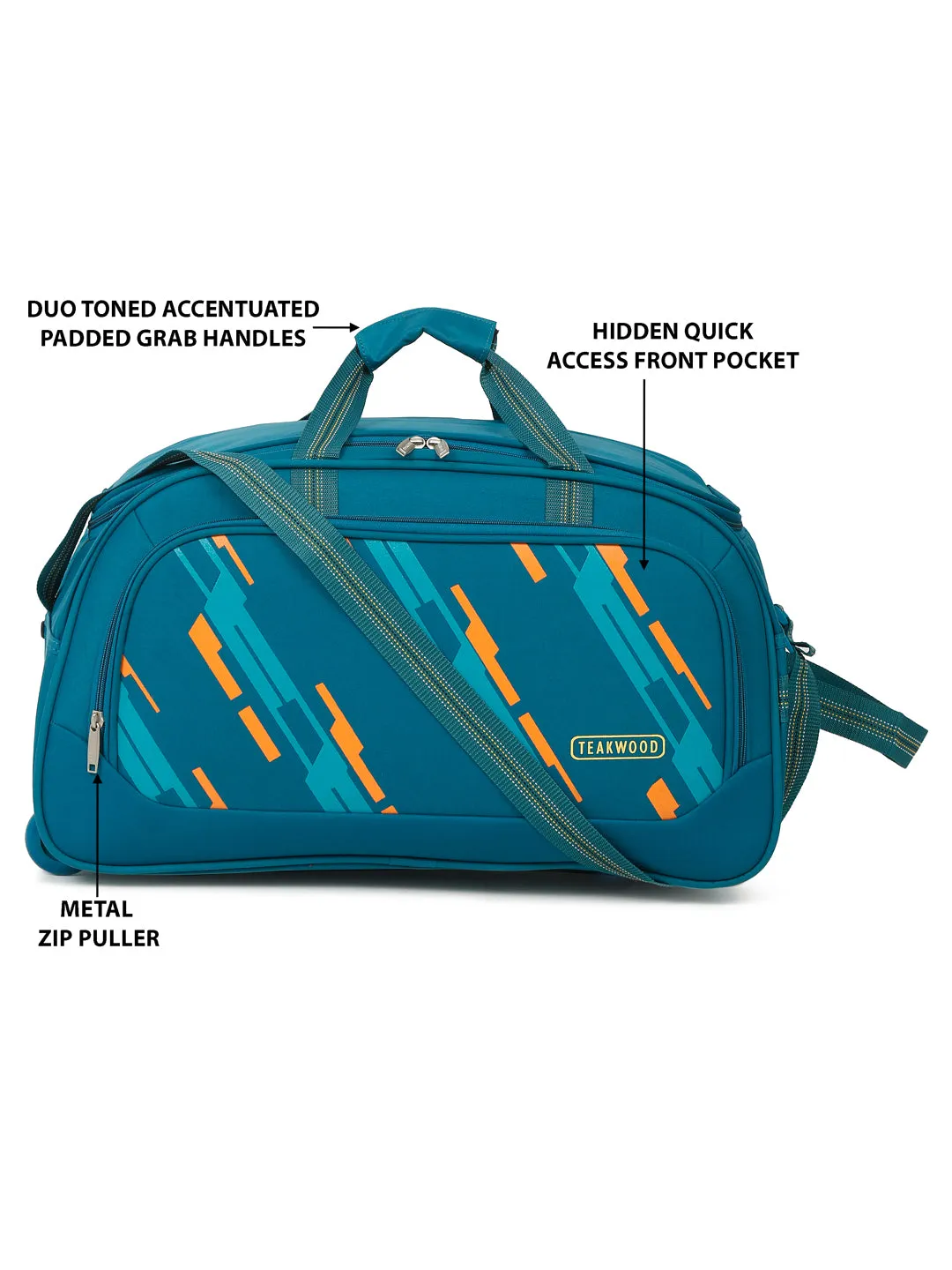 Teakwood Leather Teal Printed Small Duffle Bag