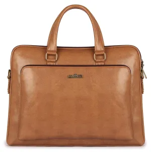 THE CLOWNFISH Sterling Series 15.6 Inch Faux Leather Laptop Bags, Laptop Bags for for Men, Laptop Bags for for Women, Briefcase, Laptop Bags (Apricot)
