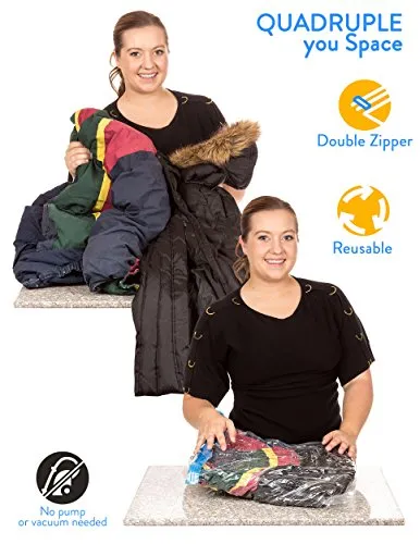 Travis Travel Gear Space Saver Bags. No Vacuum Rolling Compression, Pack Of 2 Medium
