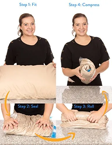 Travis Travel Gear Space Saver Bags. No Vacuum Rolling Compression, Pack Of 2 Medium