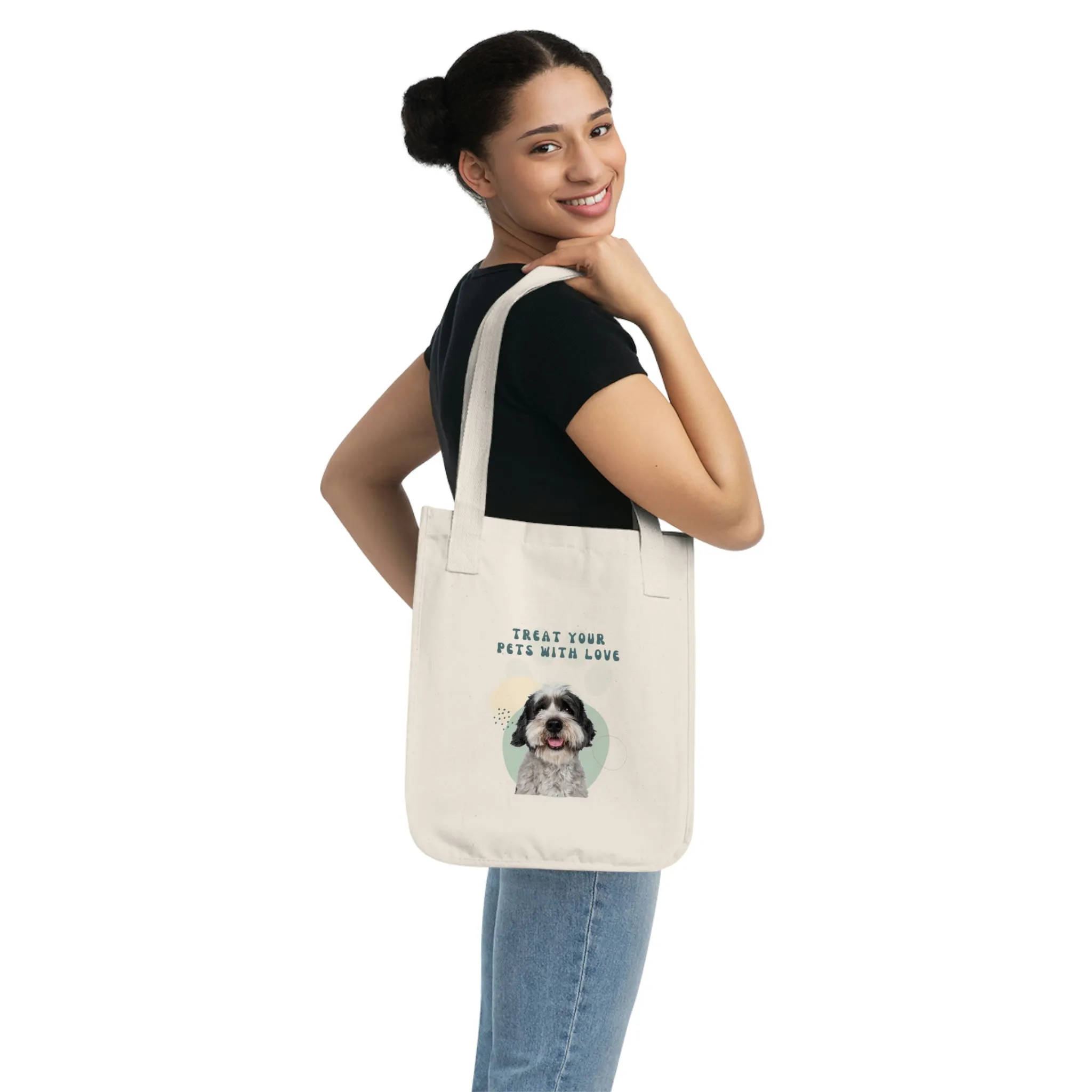 Treat your pets with love Dog POD Organic Canvas Tote Bag