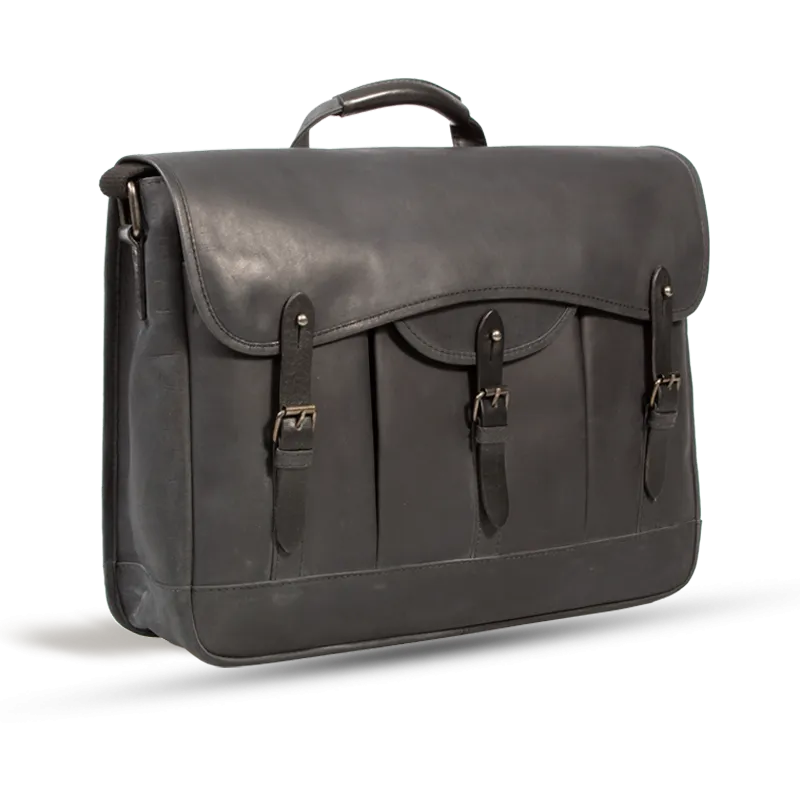 UBERBAG GOBI GRAPHITE GREY LEATHER MESSENGER BAG