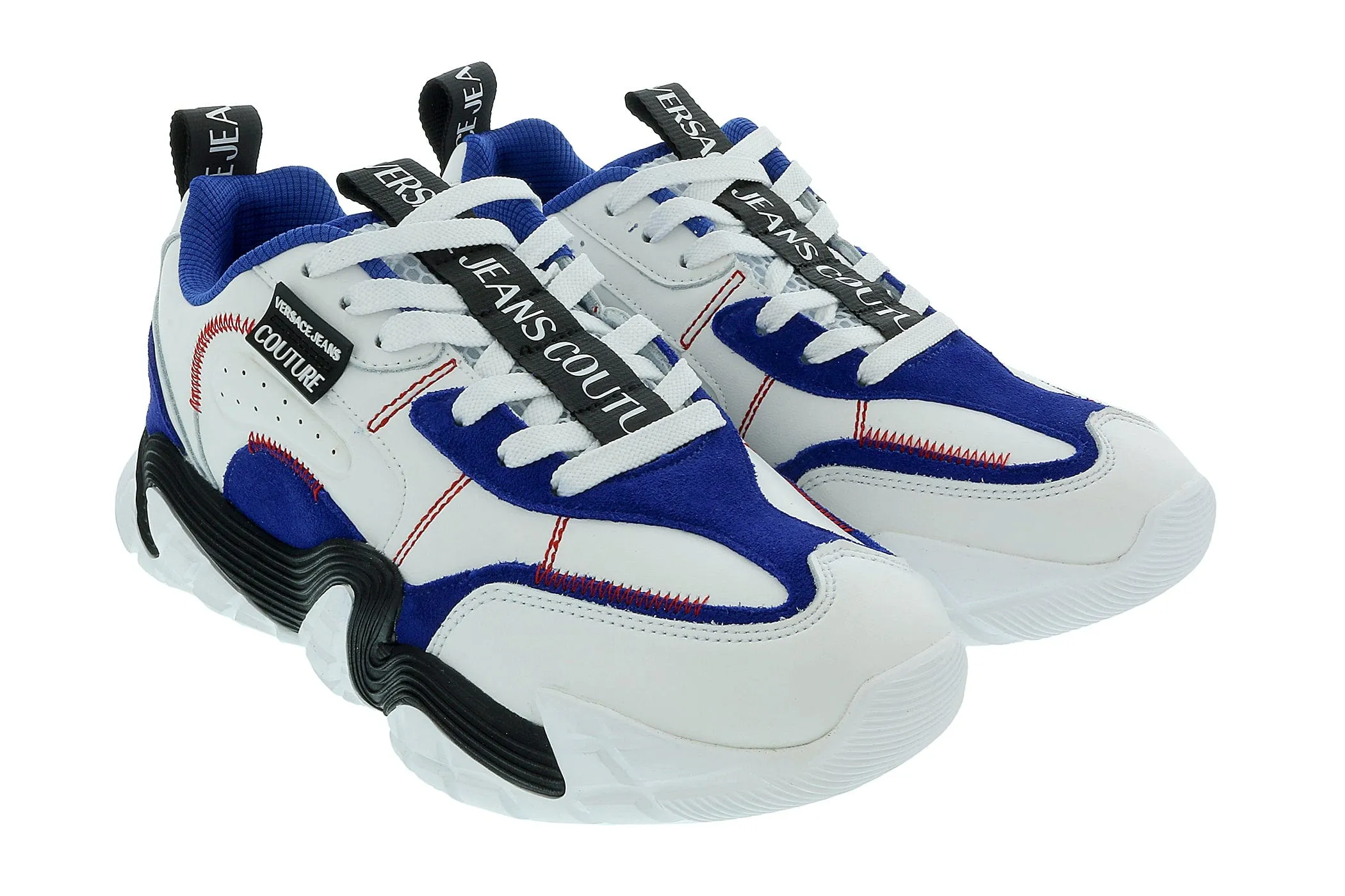 Versace Jeans Couture White Blue Athletic Fashion Signature Sneakers-