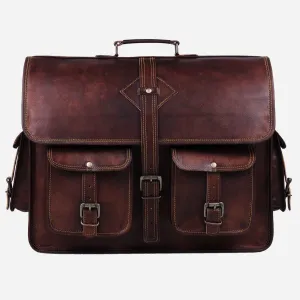 Vintage-Inspired Leather Laptop Messenger Bag for Men – Timeless and Functional Design
