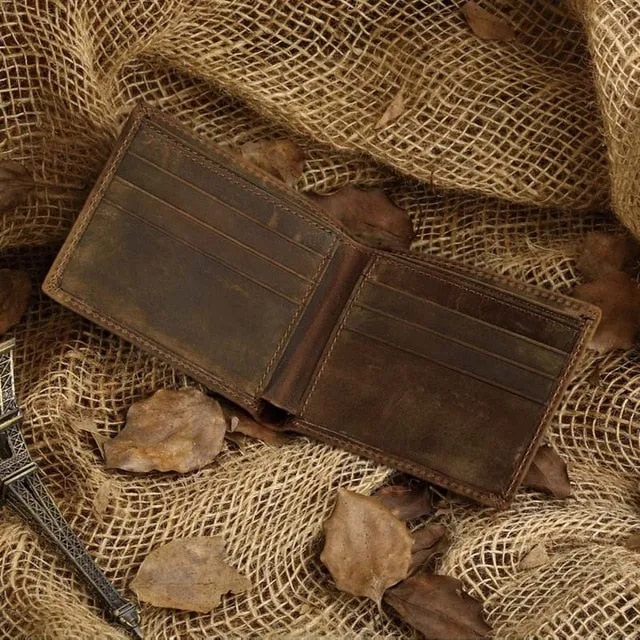 Vintage Men's Purse Genuine Cowhide Leather Wallets
