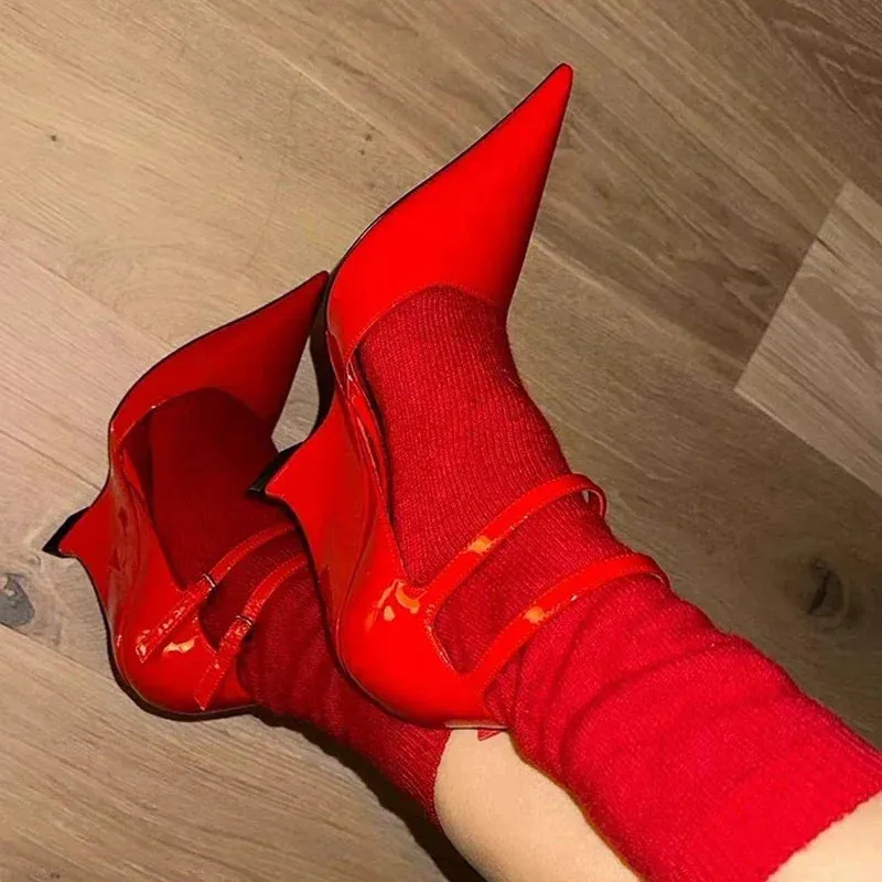 Wedges Heels Pointed Toe Buckle Strap Shoes