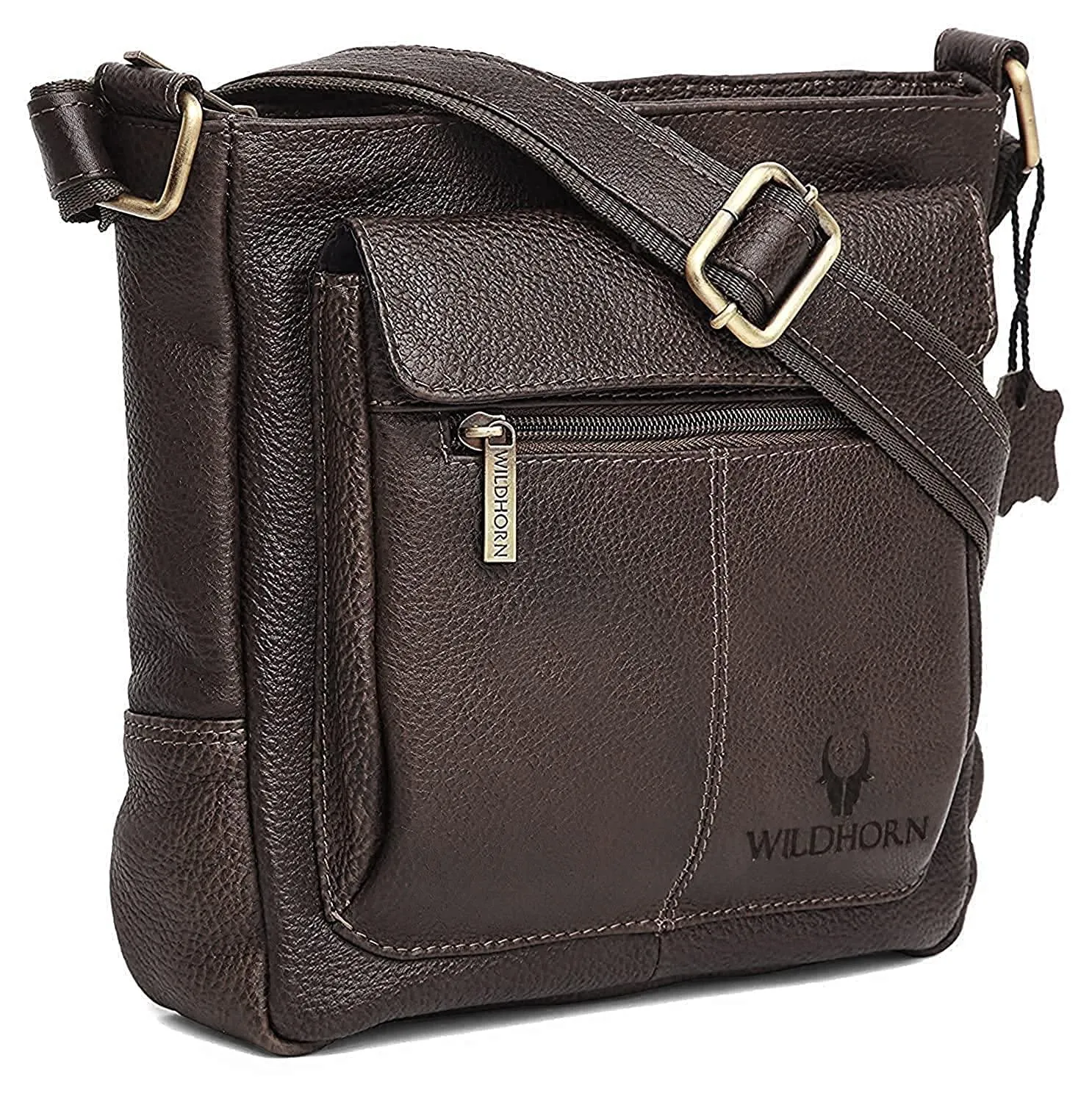 WILDHORN Leather Sling Messenger Bag for Men. DIMENTION : L-8 inch W-3 inch H-9 inch