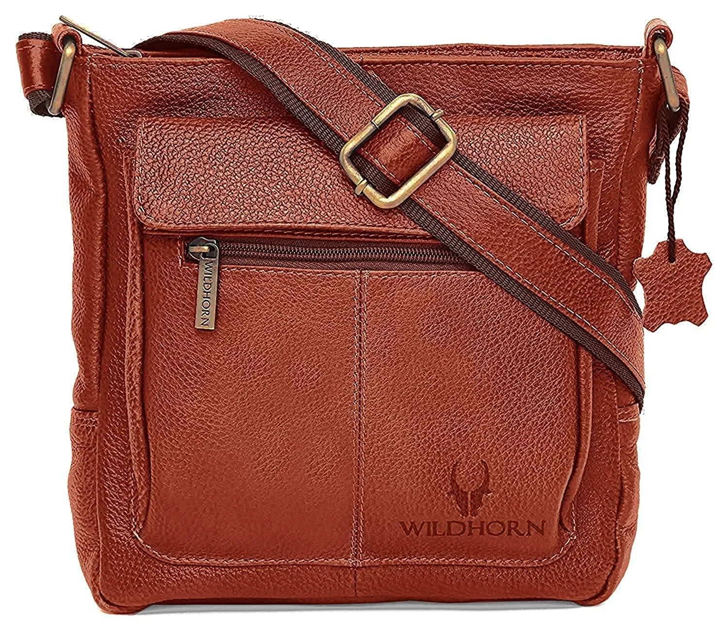 WILDHORN Leather Sling Messenger Bag for Men. DIMENTION : L-8 inch W-3 inch H-9 inch