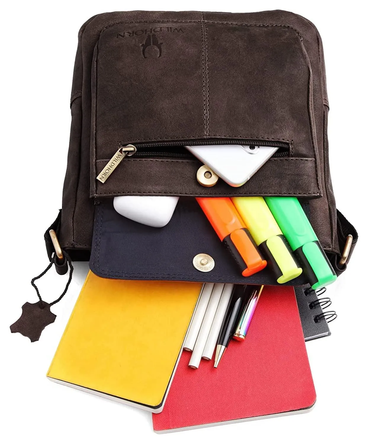 WILDHORN Leather Sling Messenger Bag for Men. DIMENTION : L-8 inch W-3 inch H-9 inch
