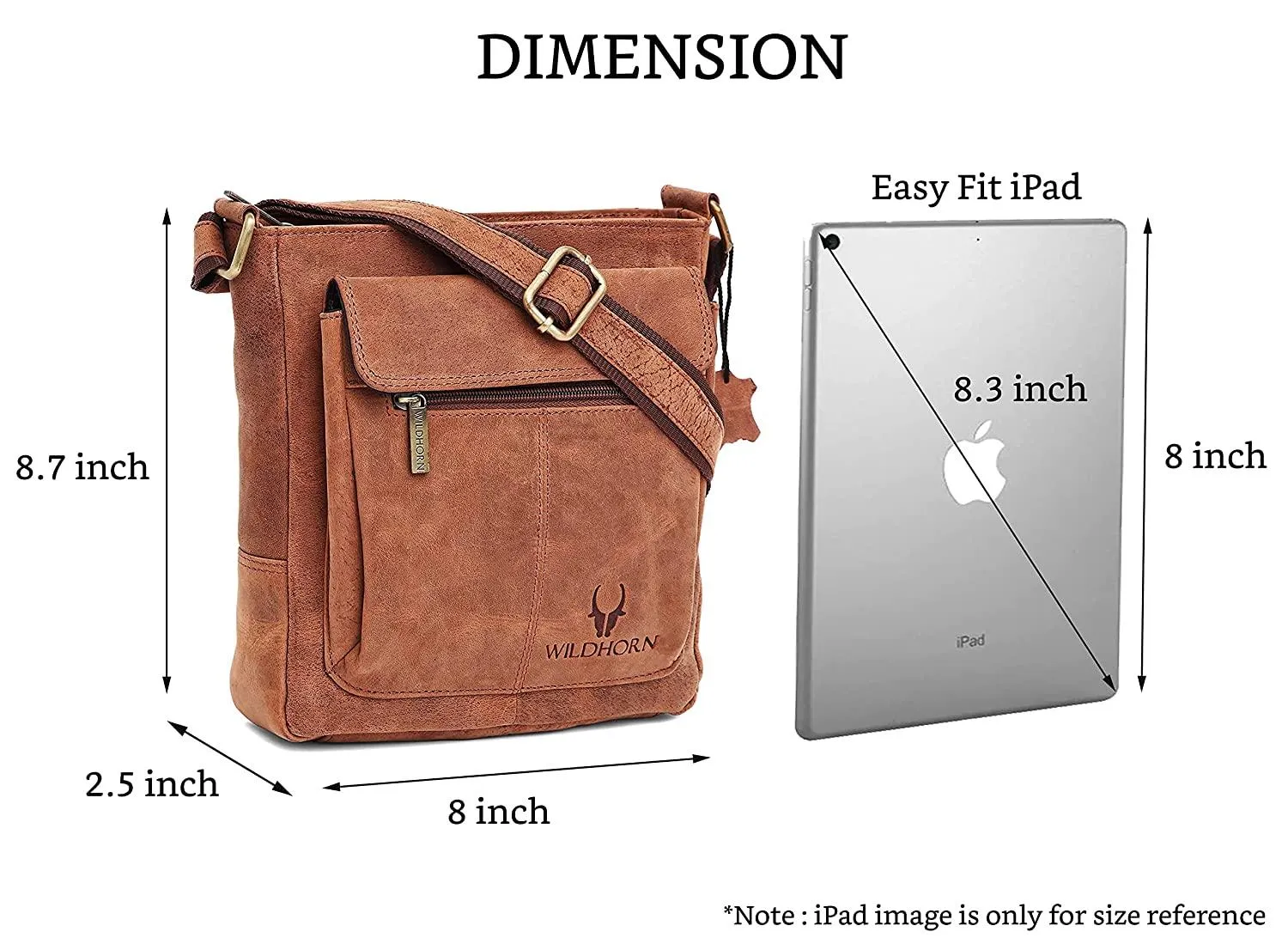 WILDHORN Leather Sling Messenger Bag for Men. DIMENTION : L-8 inch W-3 inch H-9 inch