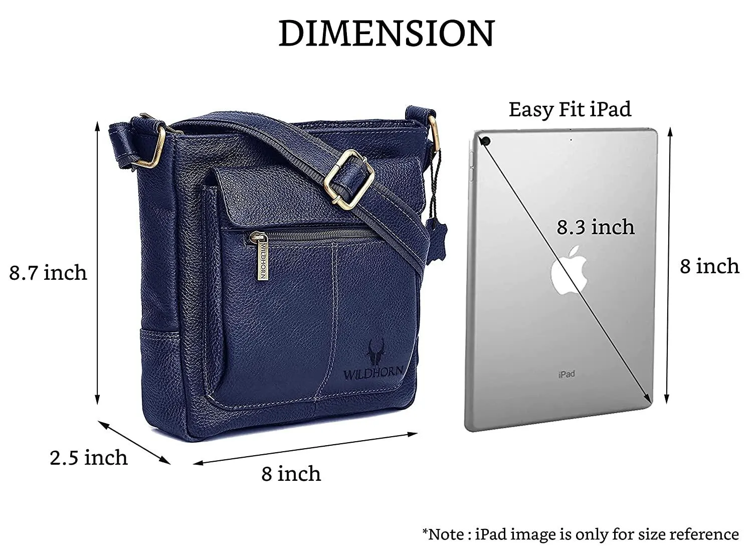 WILDHORN Leather Sling Messenger Bag for Men. DIMENTION : L-8 inch W-3 inch H-9 inch