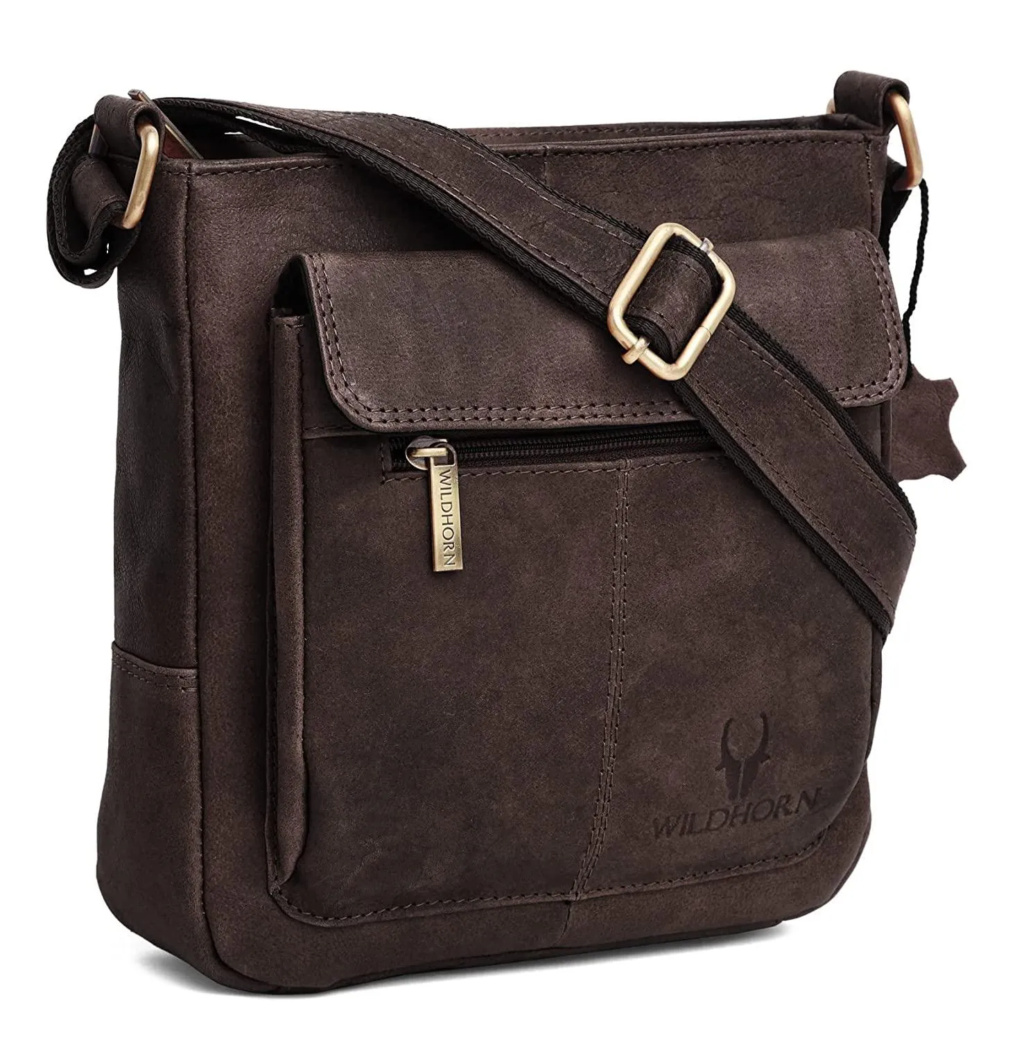 WILDHORN Leather Sling Messenger Bag for Men. DIMENTION : L-8 inch W-3 inch H-9 inch