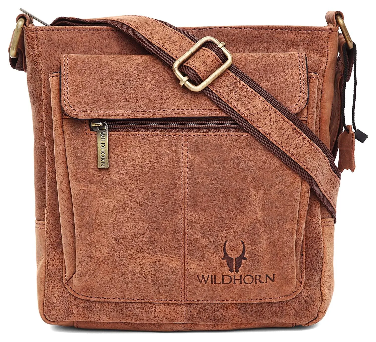 WILDHORN Leather Sling Messenger Bag for Men. DIMENTION : L-8 inch W-3 inch H-9 inch