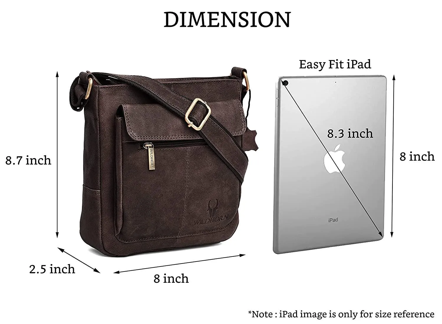 WILDHORN Leather Sling Messenger Bag for Men. DIMENTION : L-8 inch W-3 inch H-9 inch