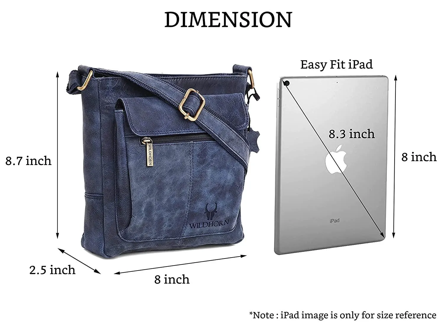 WILDHORN Leather Sling Messenger Bag for Men. DIMENTION : L-8 inch W-3 inch H-9 inch