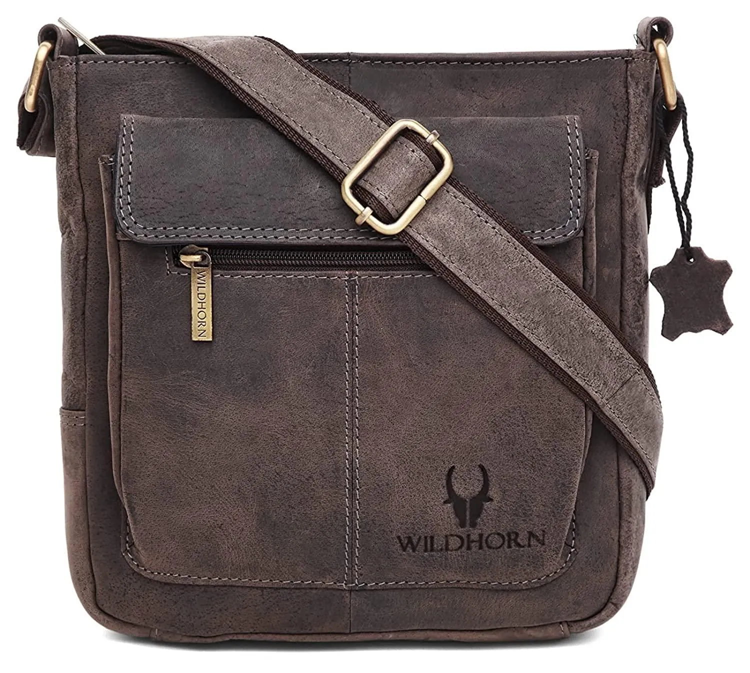 WILDHORN Leather Sling Messenger Bag for Men. DIMENTION : L-8 inch W-3 inch H-9 inch