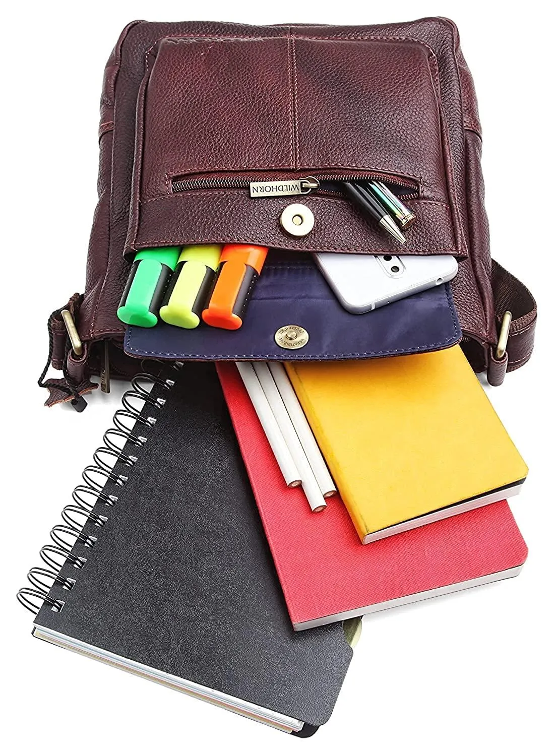 WILDHORN Leather Sling Messenger Bag for Men. DIMENTION : L-8 inch W-3 inch H-9 inch