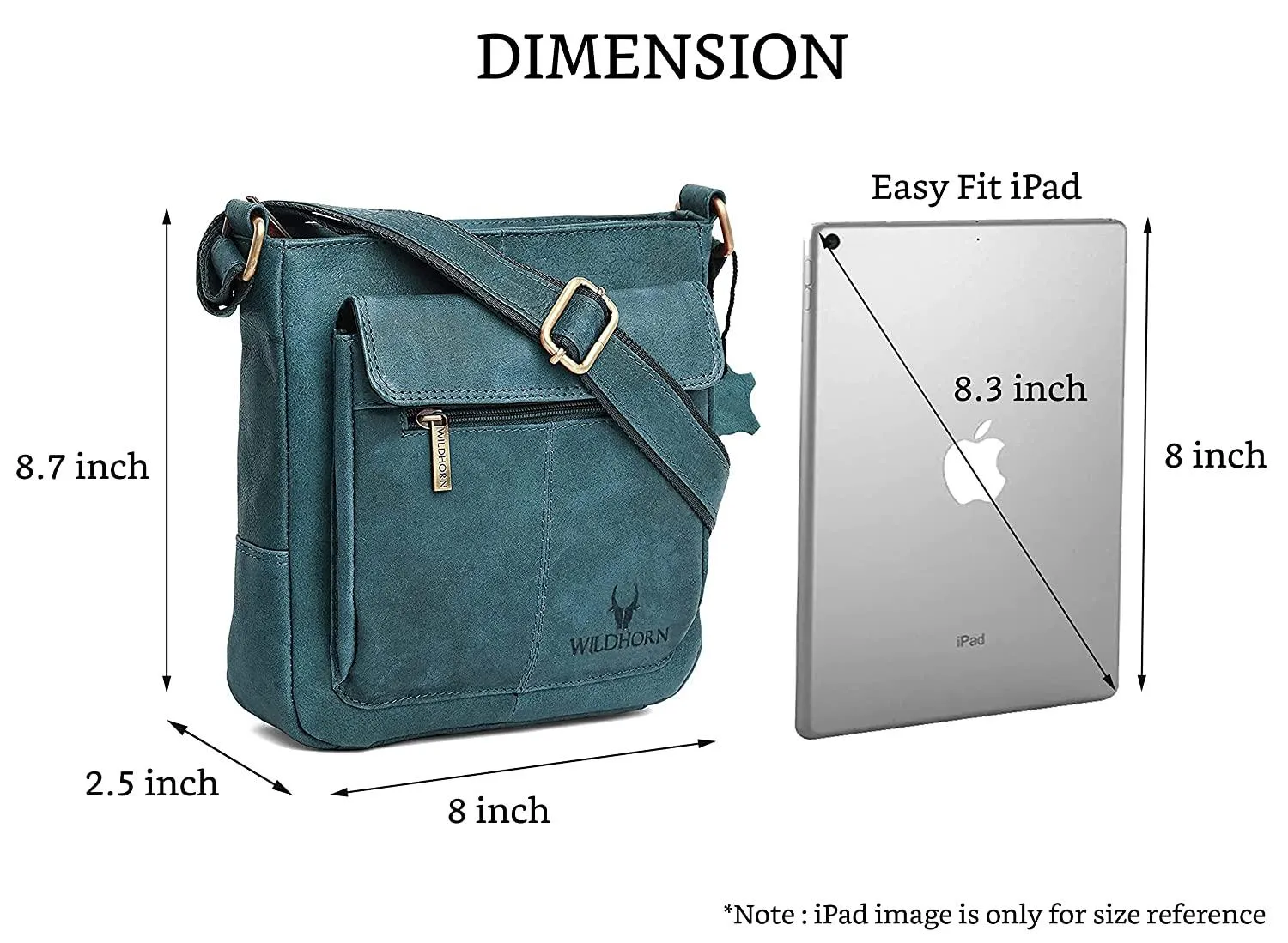 WILDHORN Leather Sling Messenger Bag for Men. DIMENTION : L-8 inch W-3 inch H-9 inch