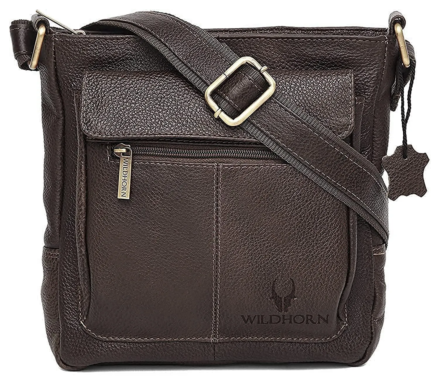 WILDHORN Leather Sling Messenger Bag for Men. DIMENTION : L-8 inch W-3 inch H-9 inch
