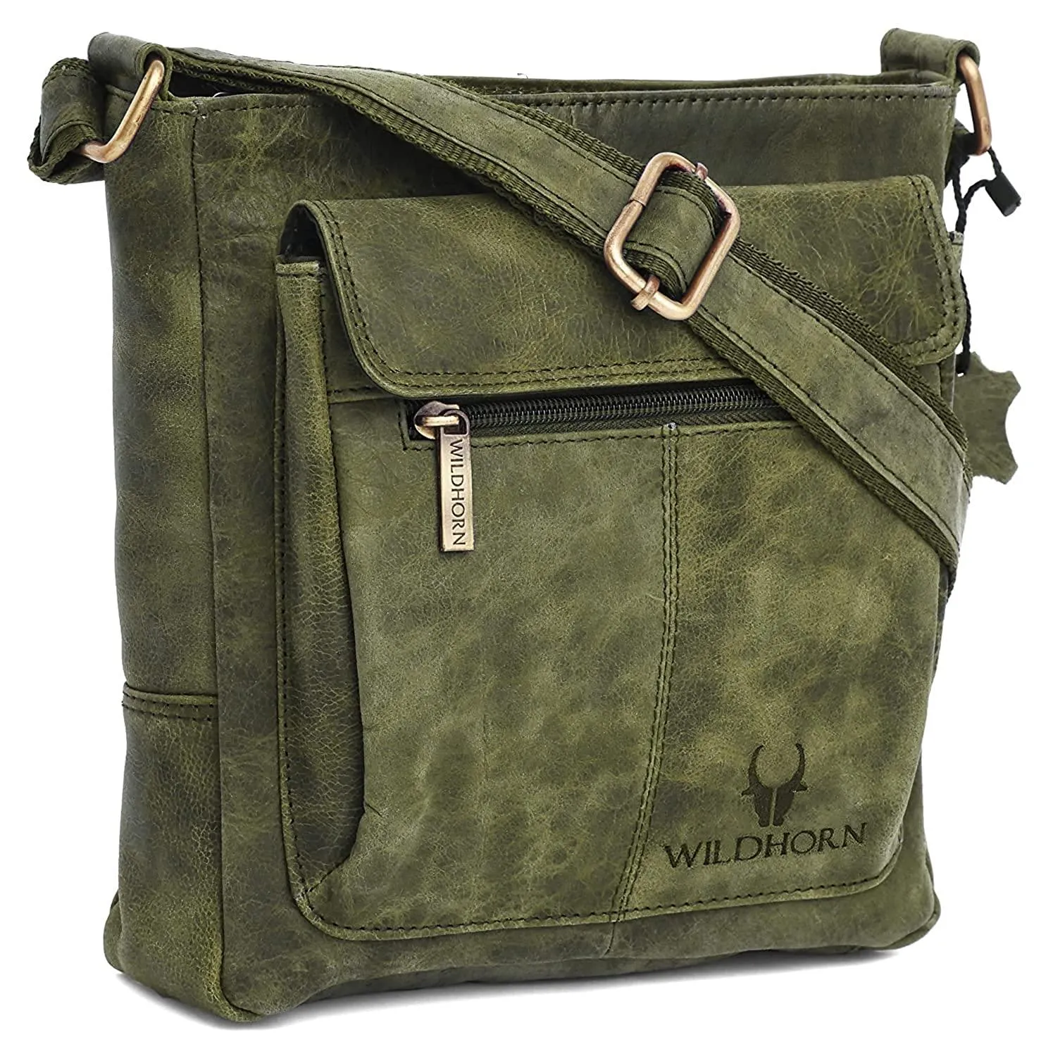 WILDHORN Leather Sling Messenger Bag for Men. DIMENTION : L-8 inch W-3 inch H-9 inch