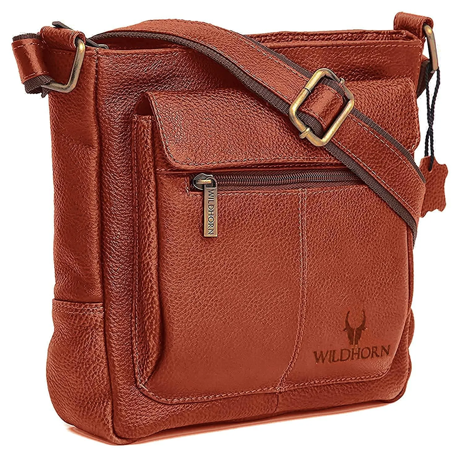 WILDHORN Leather Sling Messenger Bag for Men. DIMENTION : L-8 inch W-3 inch H-9 inch