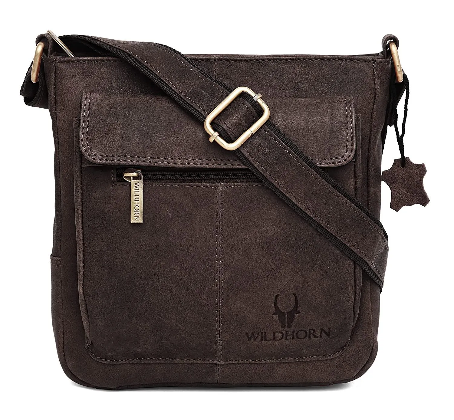 WILDHORN Leather Sling Messenger Bag for Men. DIMENTION : L-8 inch W-3 inch H-9 inch