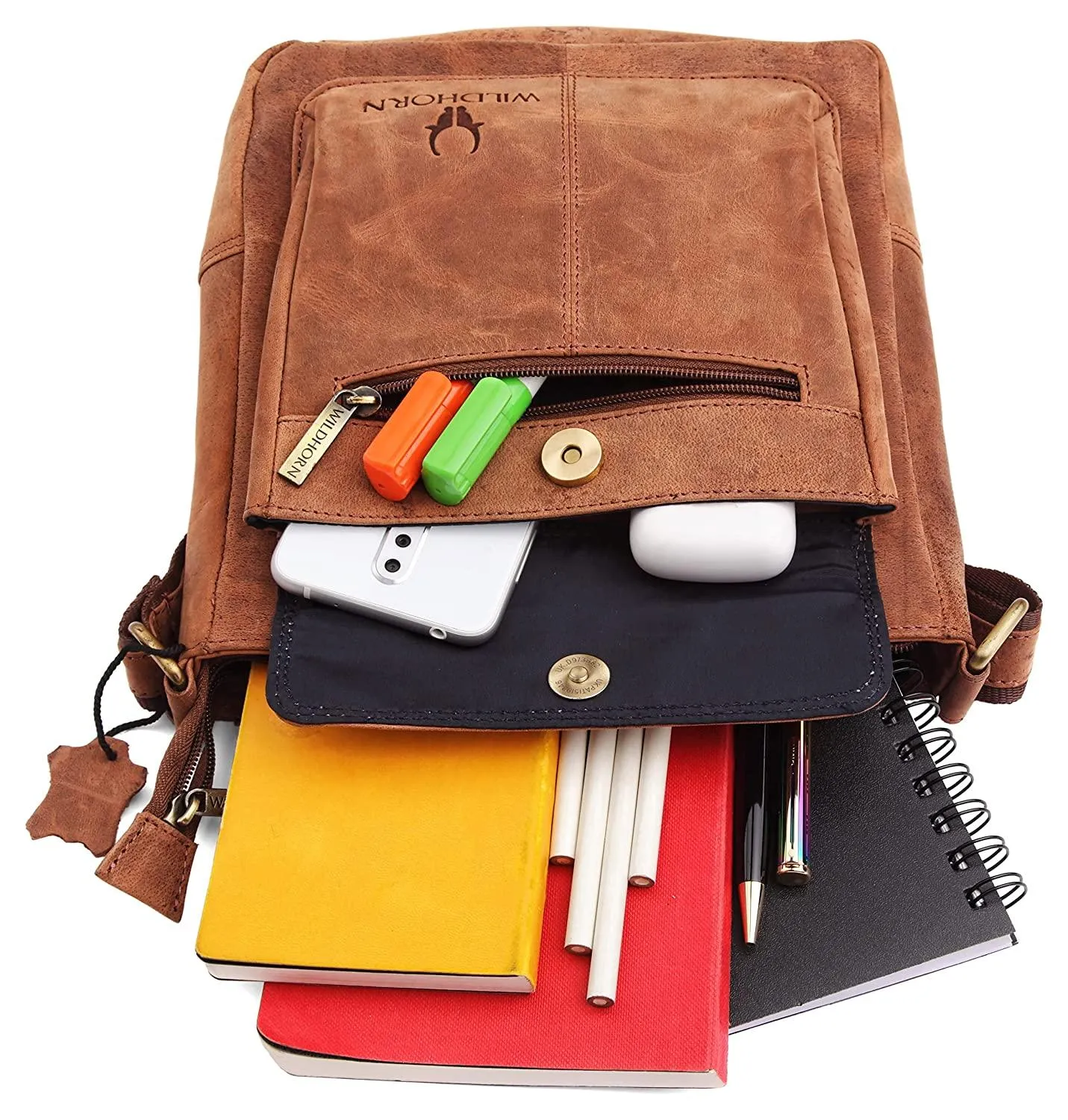 WILDHORN Leather Sling Messenger Bag for Men. DIMENTION : L-8 inch W-3 inch H-9 inch