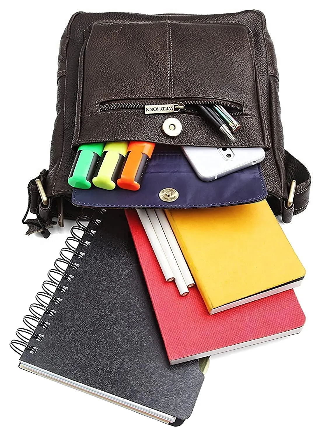 WILDHORN Leather Sling Messenger Bag for Men. DIMENTION : L-8 inch W-3 inch H-9 inch