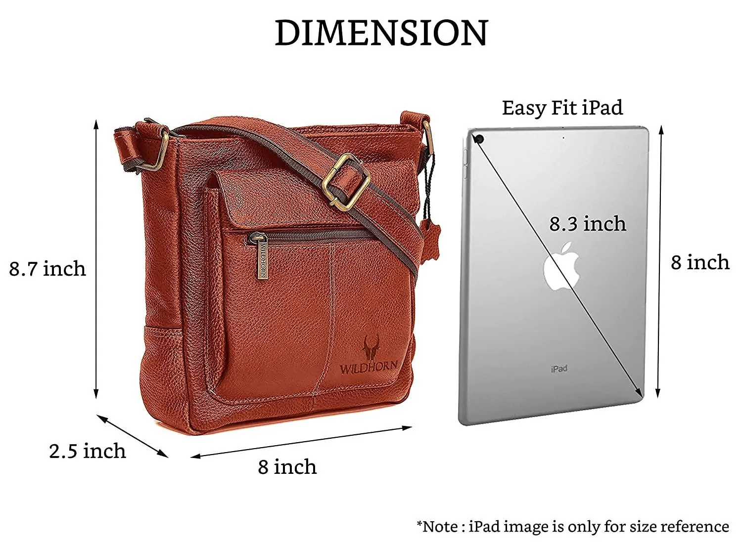 WILDHORN Leather Sling Messenger Bag for Men. DIMENTION : L-8 inch W-3 inch H-9 inch