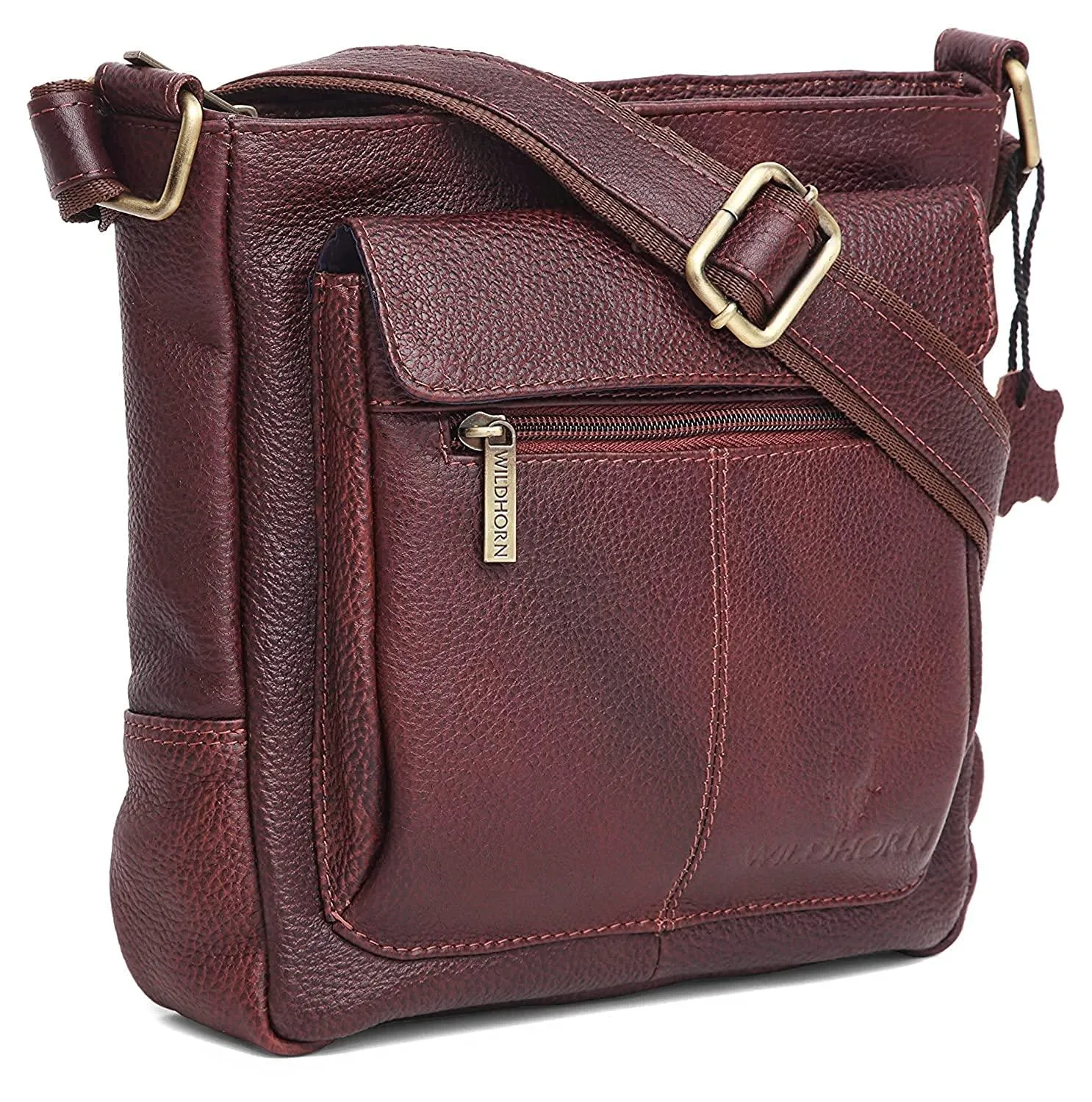 WILDHORN Leather Sling Messenger Bag for Men. DIMENTION : L-8 inch W-3 inch H-9 inch