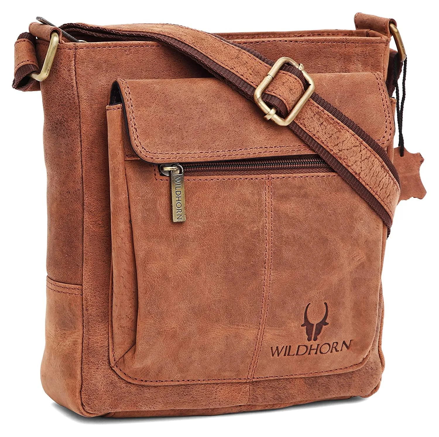 WILDHORN Leather Sling Messenger Bag for Men. DIMENTION : L-8 inch W-3 inch H-9 inch