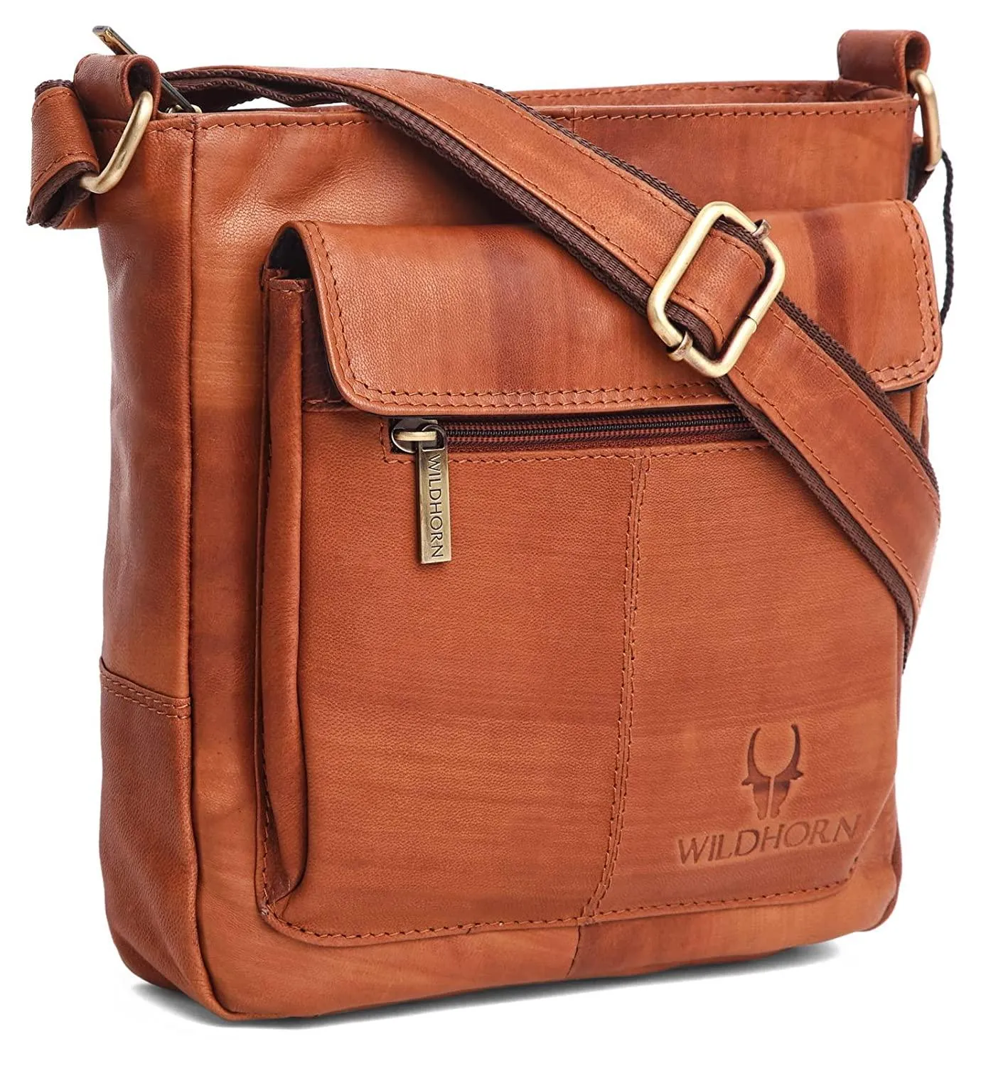 WILDHORN Leather Sling Messenger Bag for Men. DIMENTION : L-8 inch W-3 inch H-9 inch