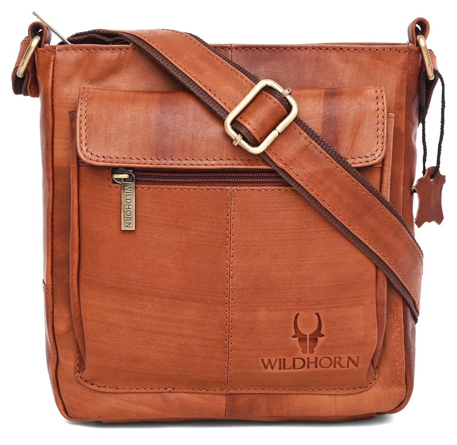 WILDHORN Leather Sling Messenger Bag for Men. DIMENTION : L-8 inch W-3 inch H-9 inch