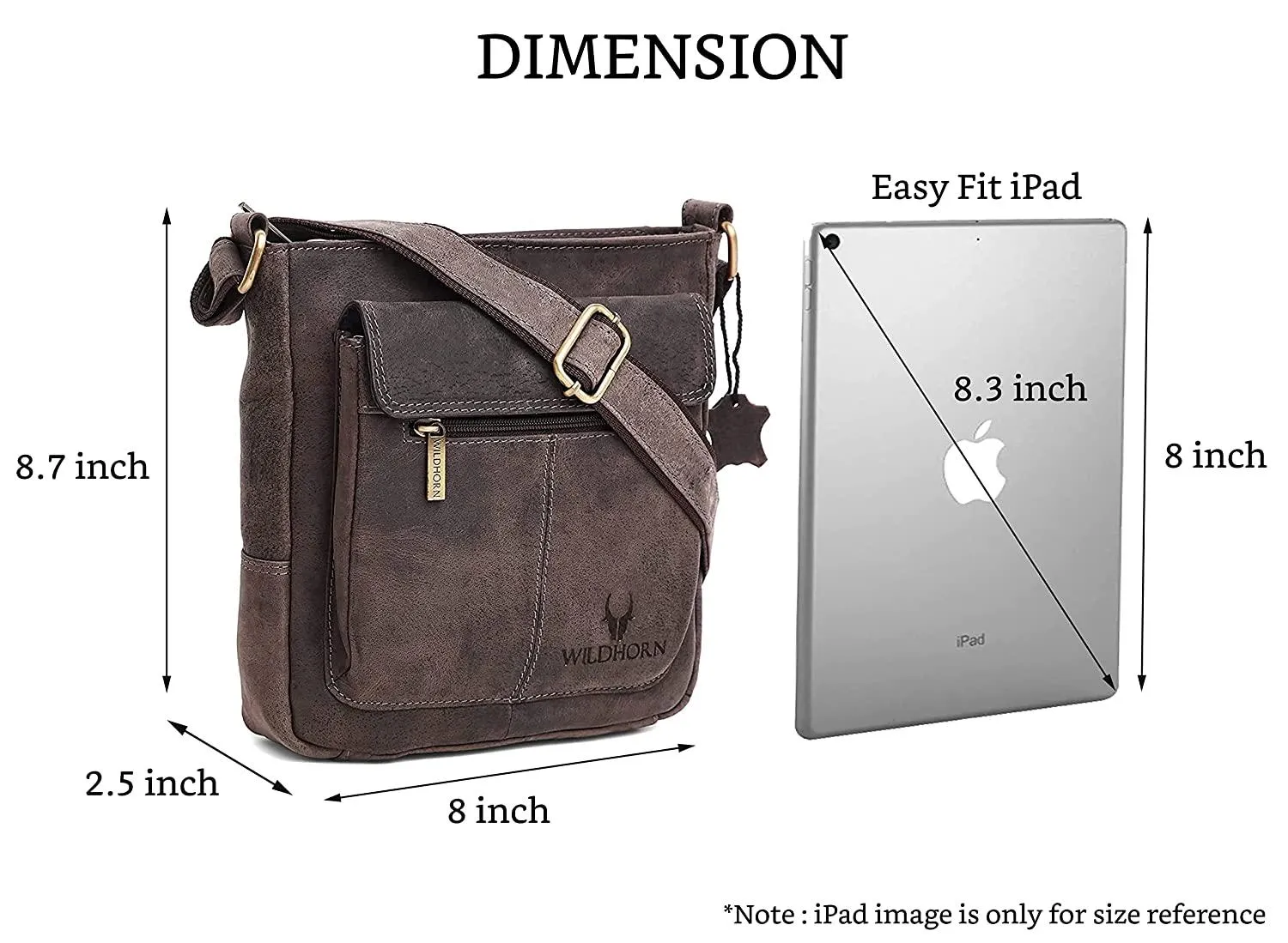 WILDHORN Leather Sling Messenger Bag for Men. DIMENTION : L-8 inch W-3 inch H-9 inch