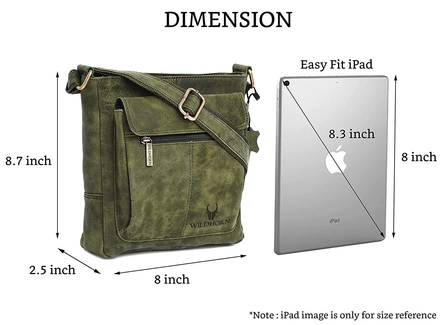 WILDHORN Leather Sling Messenger Bag for Men. DIMENTION : L-8 inch W-3 inch H-9 inch