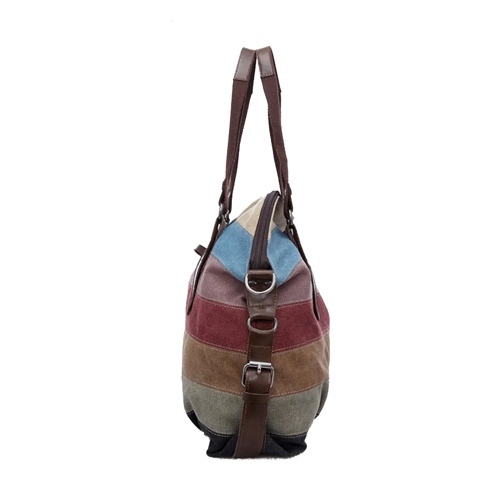 Women's Canvas Multi-Color Satchel Tote Travel Bag