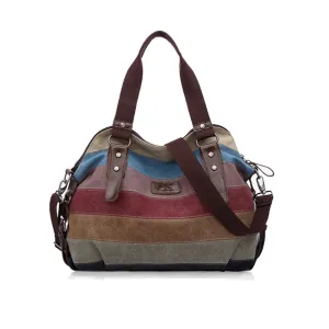 Women's Canvas Multi-Color Satchel Tote Travel Bag