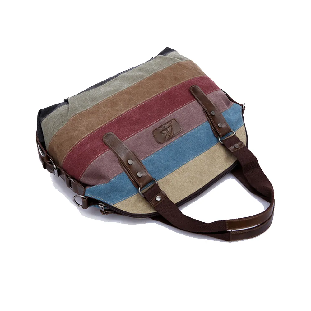 Women's Canvas Multi-Color Satchel Tote Travel Bag