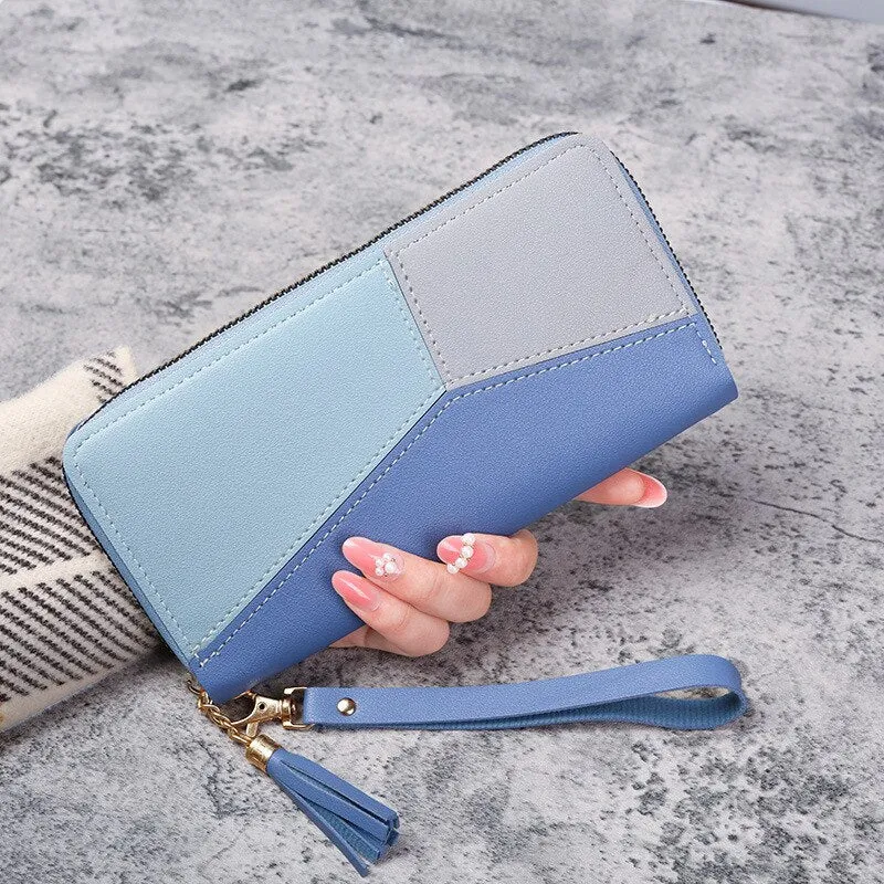 Womens Long Purses Handbags Coin Purse Cards Holder PU Leather Billfold Wallet