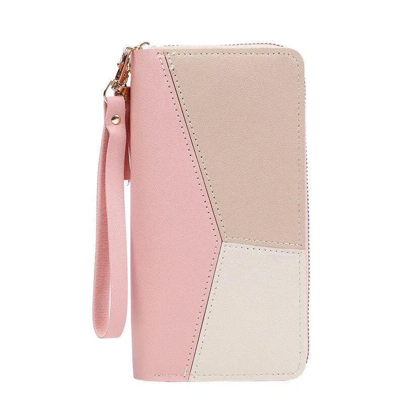 Womens Long Purses Handbags Coin Purse Cards Holder PU Leather Billfold Wallet