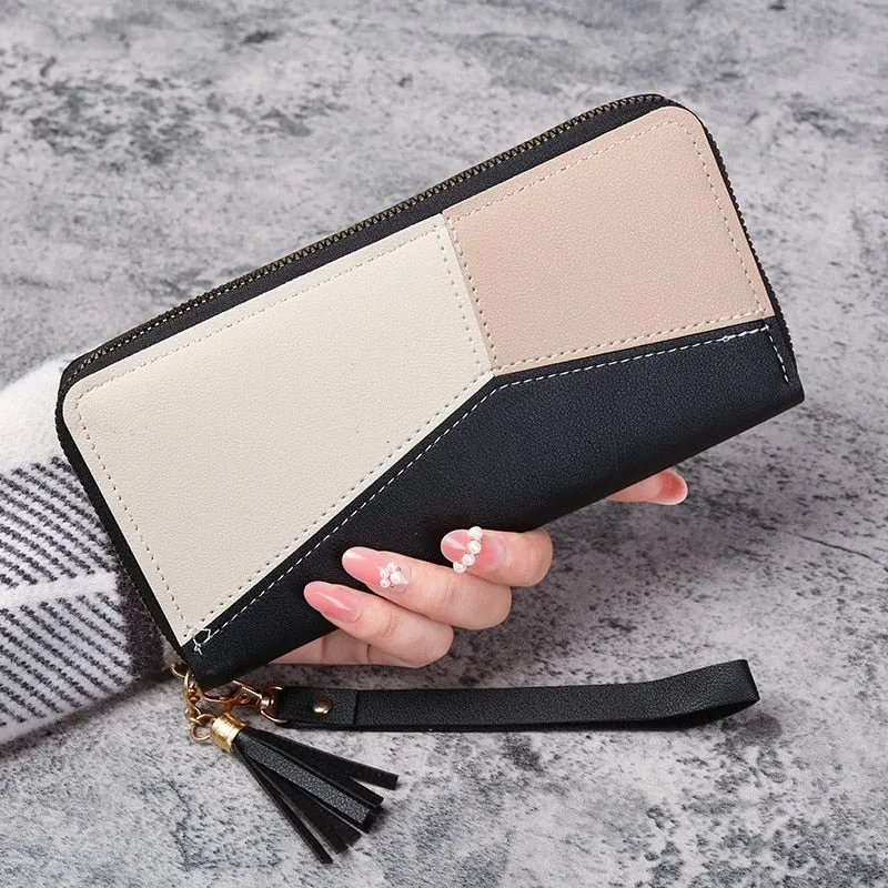 Womens Long Purses Handbags Coin Purse Cards Holder PU Leather Billfold Wallet