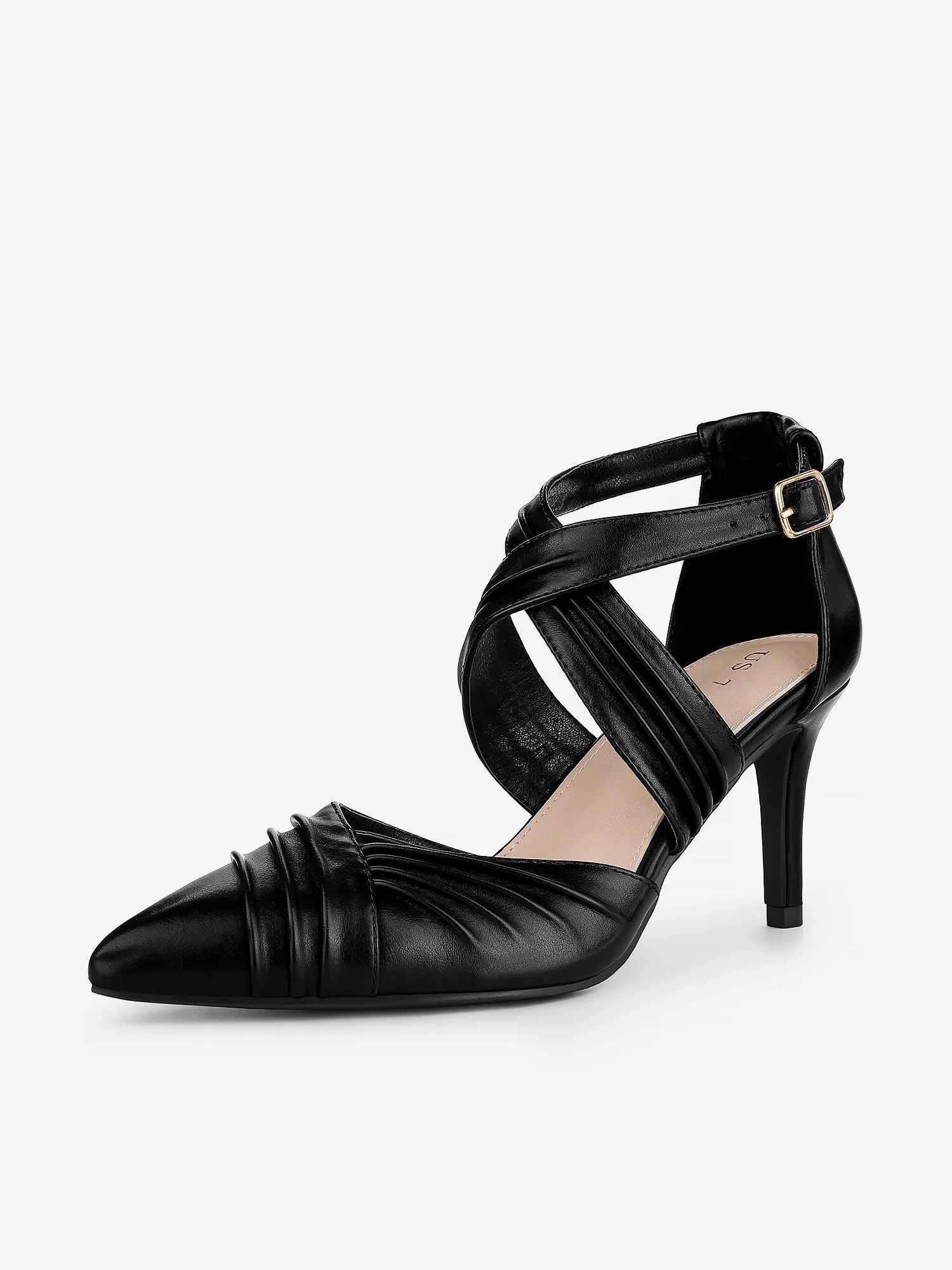 Women's Slouches Cross Strap Pointed Toe Stiletto Heels Pumps