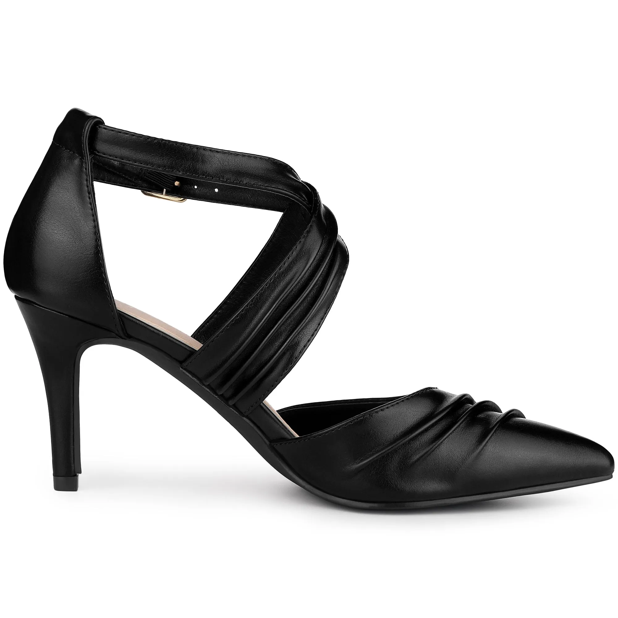 Women's Slouches Cross Strap Pointed Toe Stiletto Heels Pumps