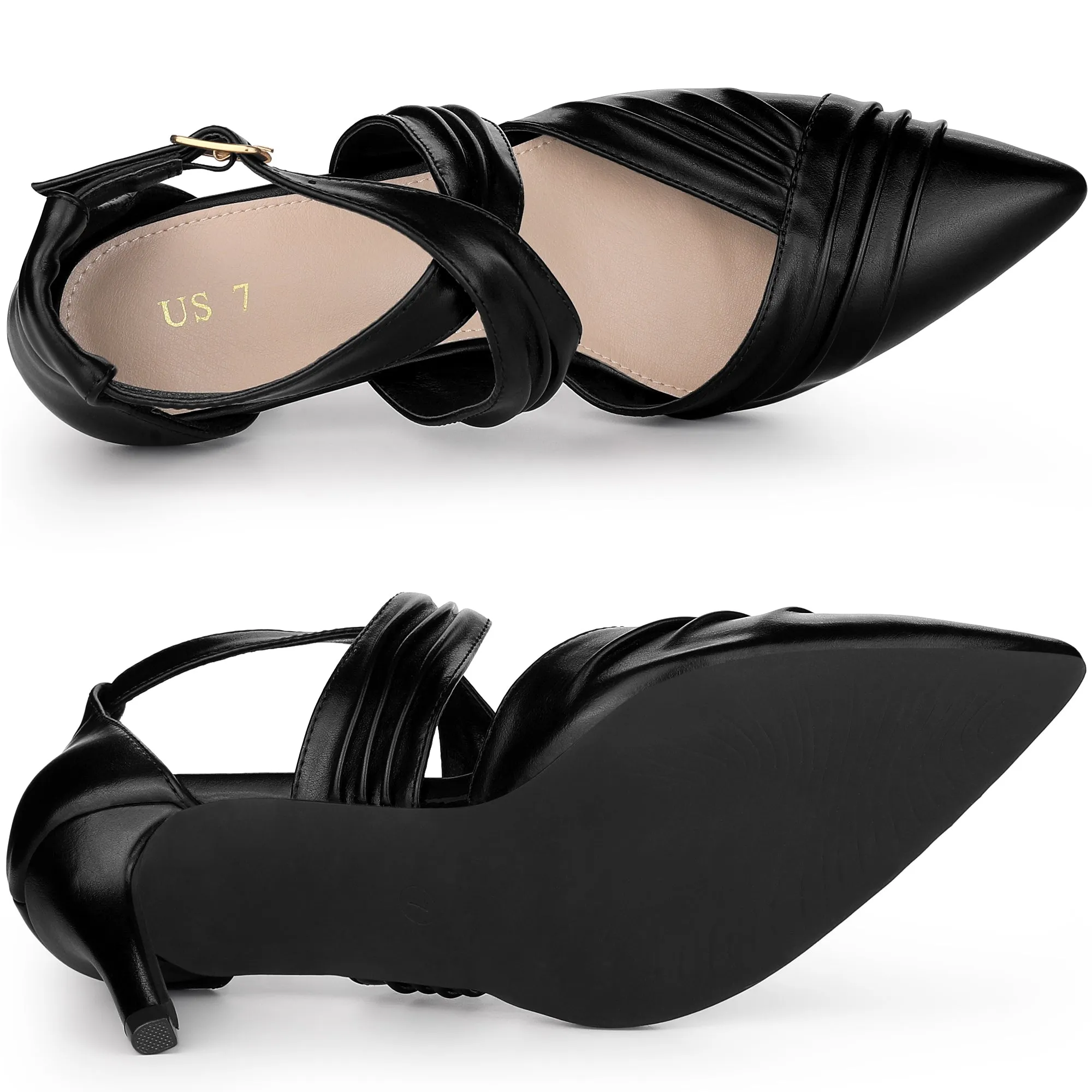 Women's Slouches Cross Strap Pointed Toe Stiletto Heels Pumps