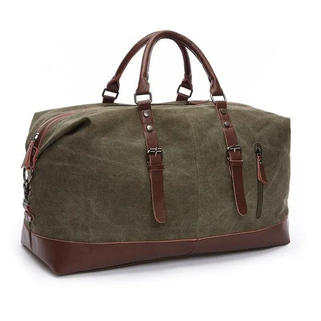 Zuoxiangru Canvas Leather Men Travel Bags Carry On Luggage Bags Women Men Duffel Bags Travel Tote