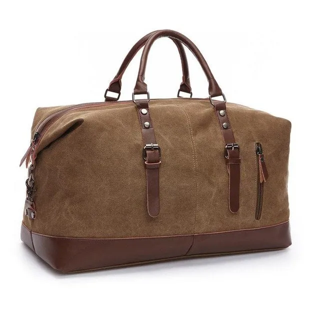 Zuoxiangru Canvas Leather Men Travel Bags Carry On Luggage Bags Women Men Duffel Bags Travel Tote